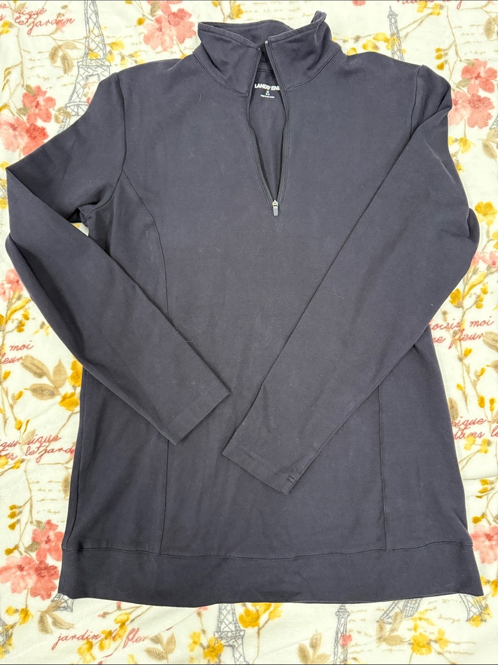 Lands' End Women's Navy Half-Zip Long Sleeve Pullover